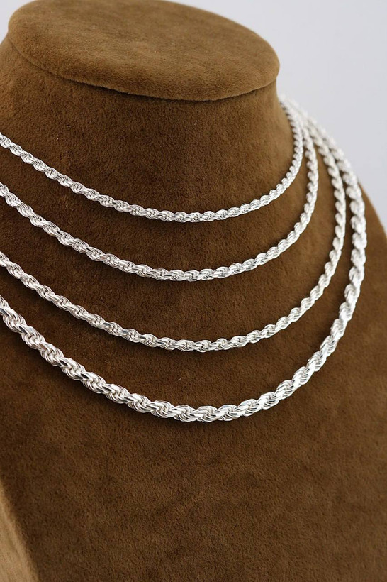 زنجیر نقره اسپرت طنابی