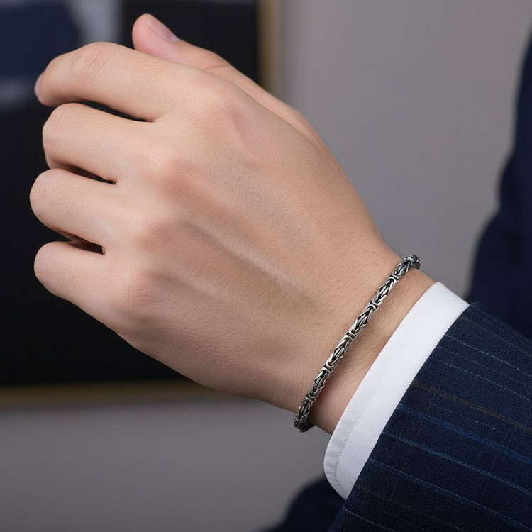 دستبند نقره کرال گرد