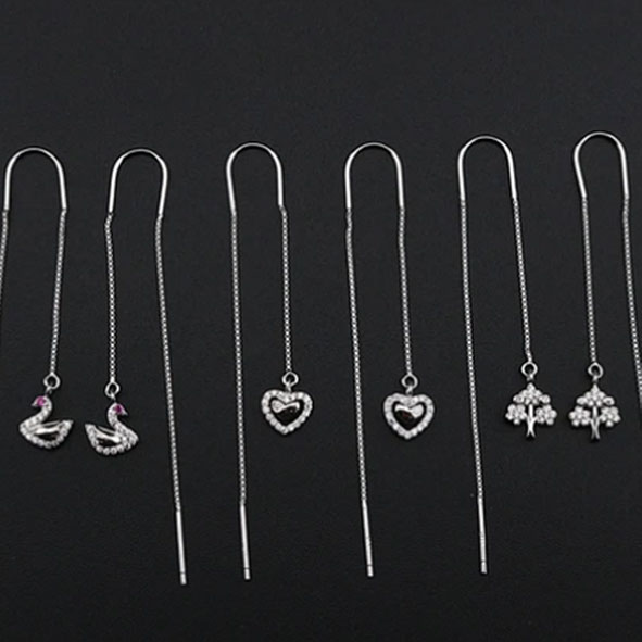 گوشواره نقره زنانه بخیه ای