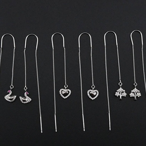 گوشواره نقره زنانه بخیه ای