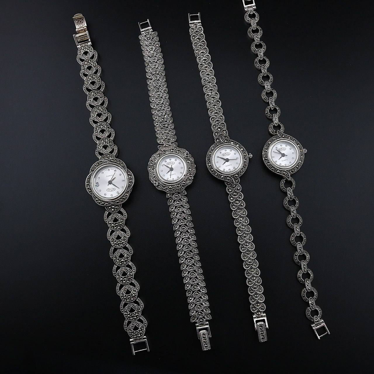 ساعت نقره سیاه قلم زنانه