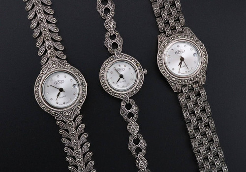 ساعت نقره سیاه قلم زنانه